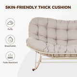 GRAND PATIO Double-seat Rocking Chair, Outdoor Oversized Rocking Papasan Chair with Padded Cushion.