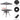 Outdoor table with black and white striped umbrella, close-ups of table top, umbrella hole, and adjustable leveler.