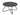Black round coffee table with metal legs on a white background