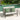 Outdoor sofa with green cushions by a poolside