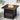 Grand Patio 29 inch propane fire pit table with a black frame, wooden top, and flames over decorative stones.