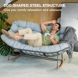 GRAND PATIO Double-seat Rocking Chair, Outdoor Oversized Rocking Papasan Chair with Padded Cushion.