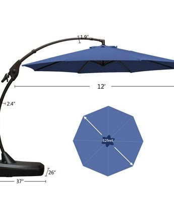 GRAND PATIO 11 FT Cantilever Patio Umbrella with Base, Round Large Offset Umbrellas for Garden Deck Pool