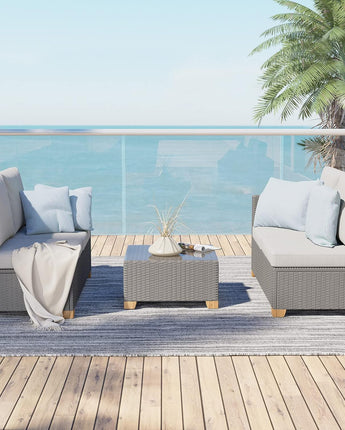 GRAND PATIO Outdoor Conversation Sets with Cushions, Wicker Modular Sofa Sets for Garden Backyard Terrace.