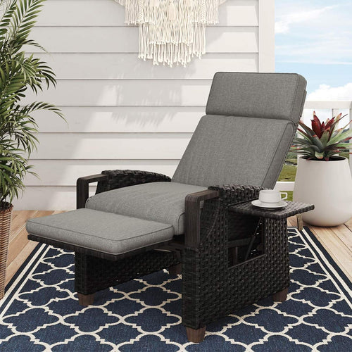 GRAND PATIO Air Pump Outdoor Wicker Recliner with Independent Adjustment