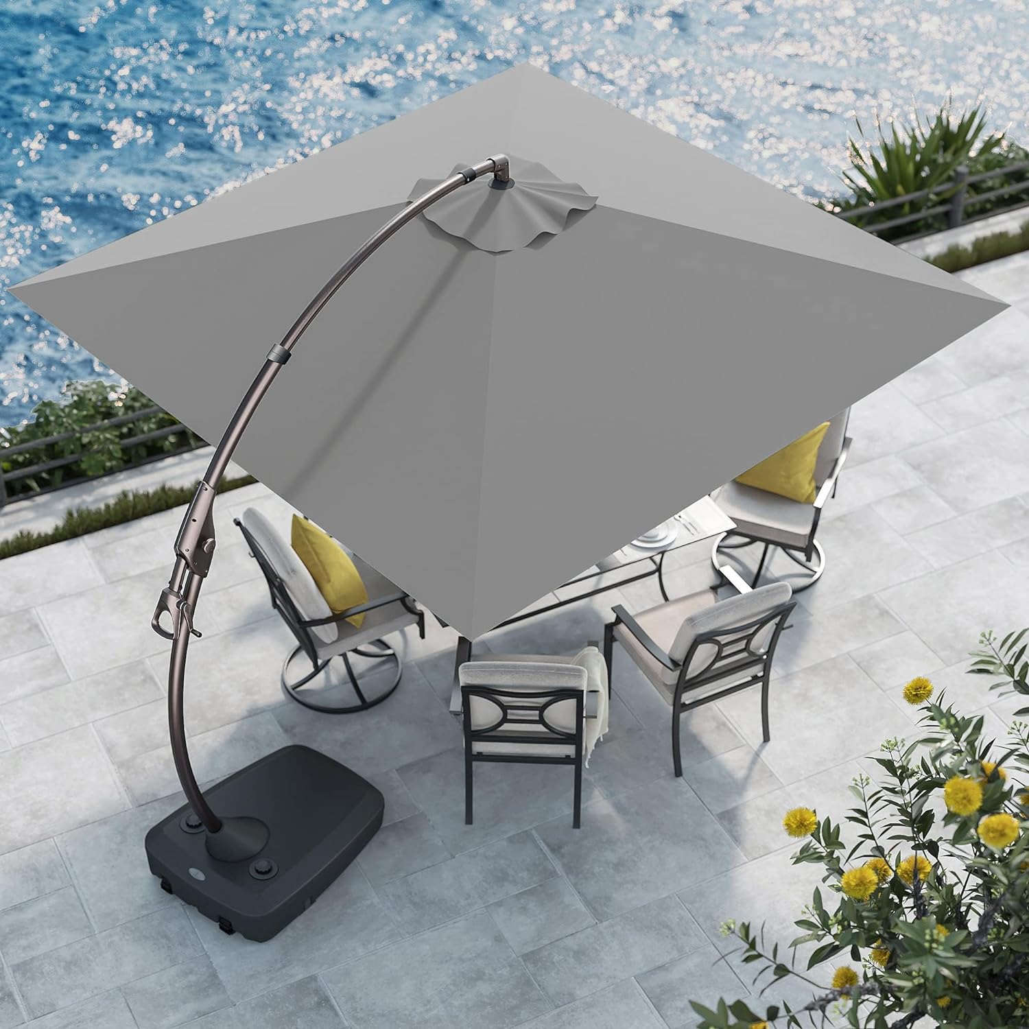 Sunbrella Cantilever Napoli Hanging Umbrella with Big Base