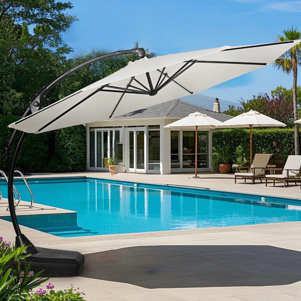 grand patio deluxe cantilever umbrella 10x10ft Umbrella, Square Garden Umbrella, Beige Specific Uses For Product LAUSAINT HOME 12FT Deluxe Cantilever