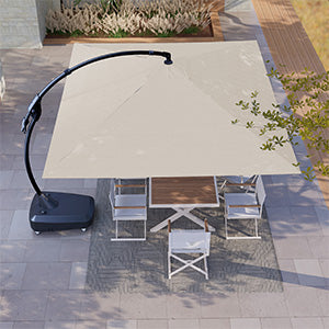 GRANDPATIO Large Rectangular Patio Umbrella with Base, with Umbrella Cover, Cantilever Umbrellas Easy Tilt