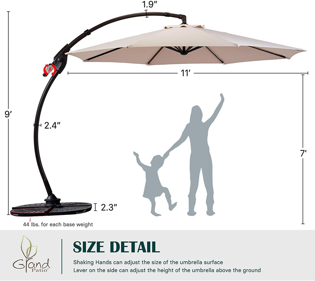 grand patio napoli deluxe umbrella GRAND Patio 11FT Cantilever Patio Umbrella with Base