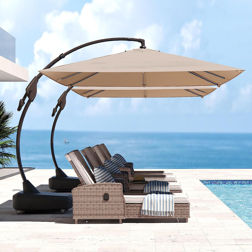 grand patio 10 ft offset umbrella 10x13 ft large PATIO umbrella with base