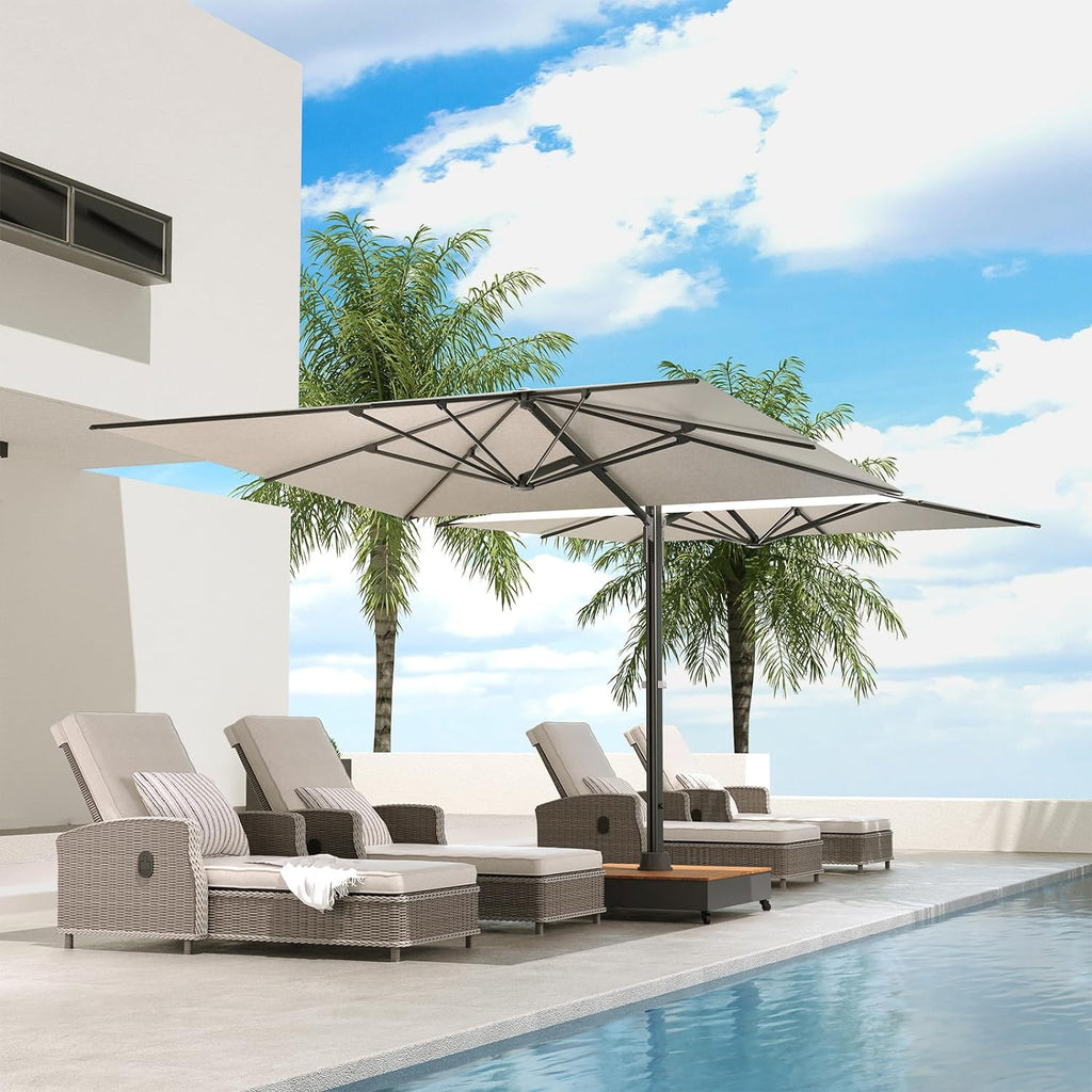 GRANDPATIO Duo Sidepost Aluminum Cantilever Patio Outdoor Umbrella