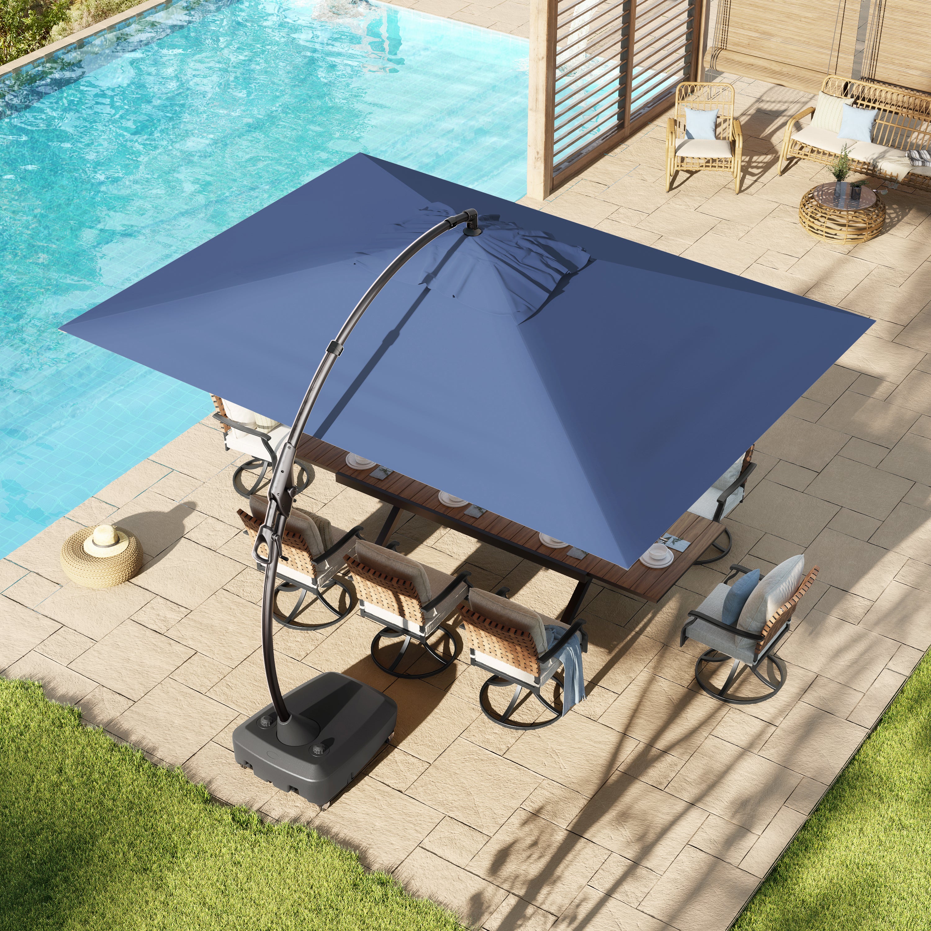 Grand Patio Large Rectangular Cantilever Umbrellas Easy Tilt, with Base and Umbrella Cover