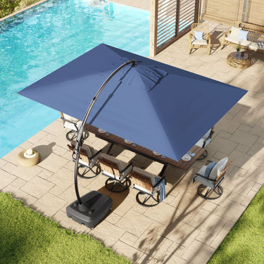 GRANDPATIO Large Rectangular Patio Umbrella with Base, with Umbrella Cover, Cantilever Umbrellas Easy Tilt.