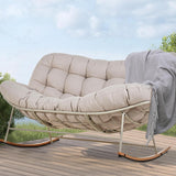 GRAND PATIO Double-seat Rocking Chair, Outdoor Oversized Rocking Papasan Chair with Padded Cushion.