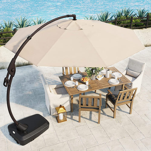 GRAND PATIO 11FT Cantilever Patio Umbrella with Base | Large Round Outdoor Shade for Garden, Deck & Pool