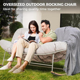 GRAND PATIO Double-seat Rocking Chair, Outdoor Oversized Rocking Papasan Chair with Padded Cushion.