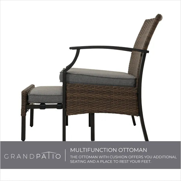 Multifunctional ottoman with cushion on a white background, featuring GrandPatio branding.