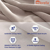 Grand Patio 12 ft Napoli cantilever umbrella in beige Sunbrella fabric with a protective cover displayed.