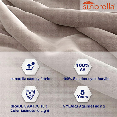 Grand Patio 12 ft Napoli cantilever umbrella in beige Sunbrella fabric with a protective cover displayed.