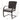 Wicker chair with gray cushion and dimensions on a white background
