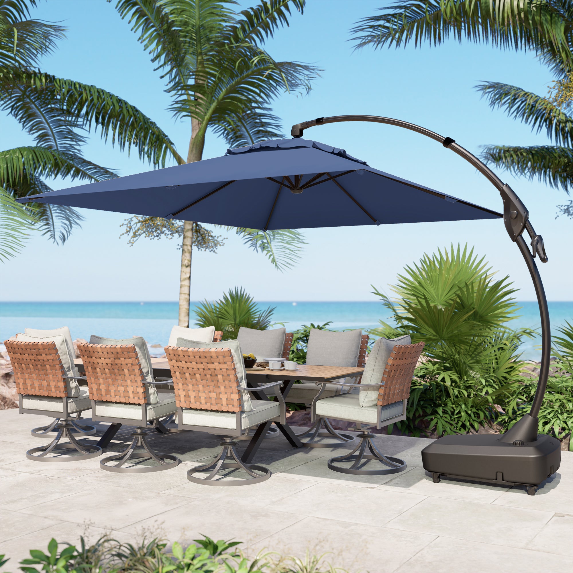 large rectangular cantilever patio umbrella Treasure Garden 10x13 Foot with Base Domi Outdoor Living Cantilever Umbrella GRANDPATIO Large Rectangular Patio Umbrella
