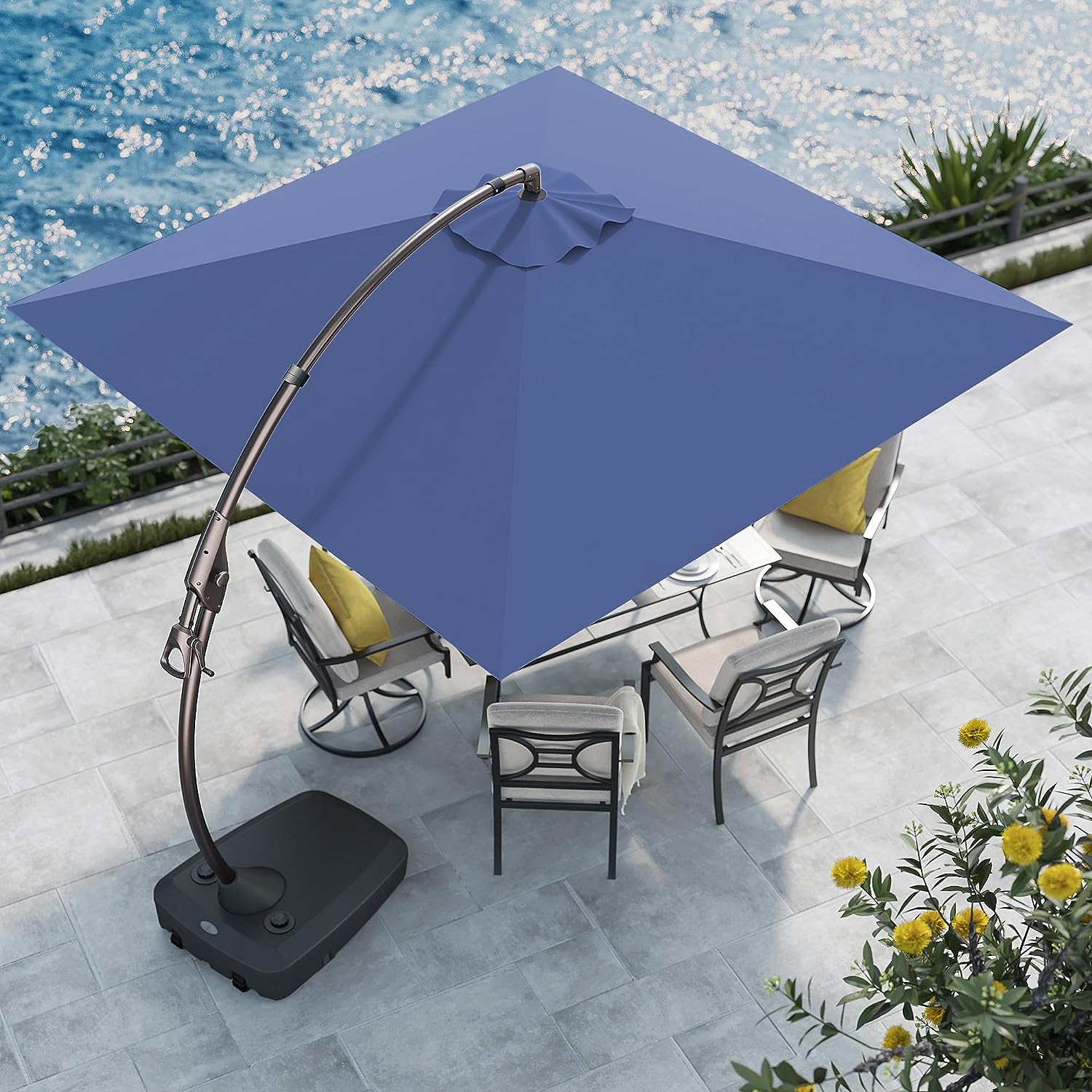 grand patio deluxe cantilever umbrella 11 ft 12 ft Patio with Base, Round Large Offset Umbrellas for Garden Deck Pool Grand patio Grand patio 10x13 FT Patio