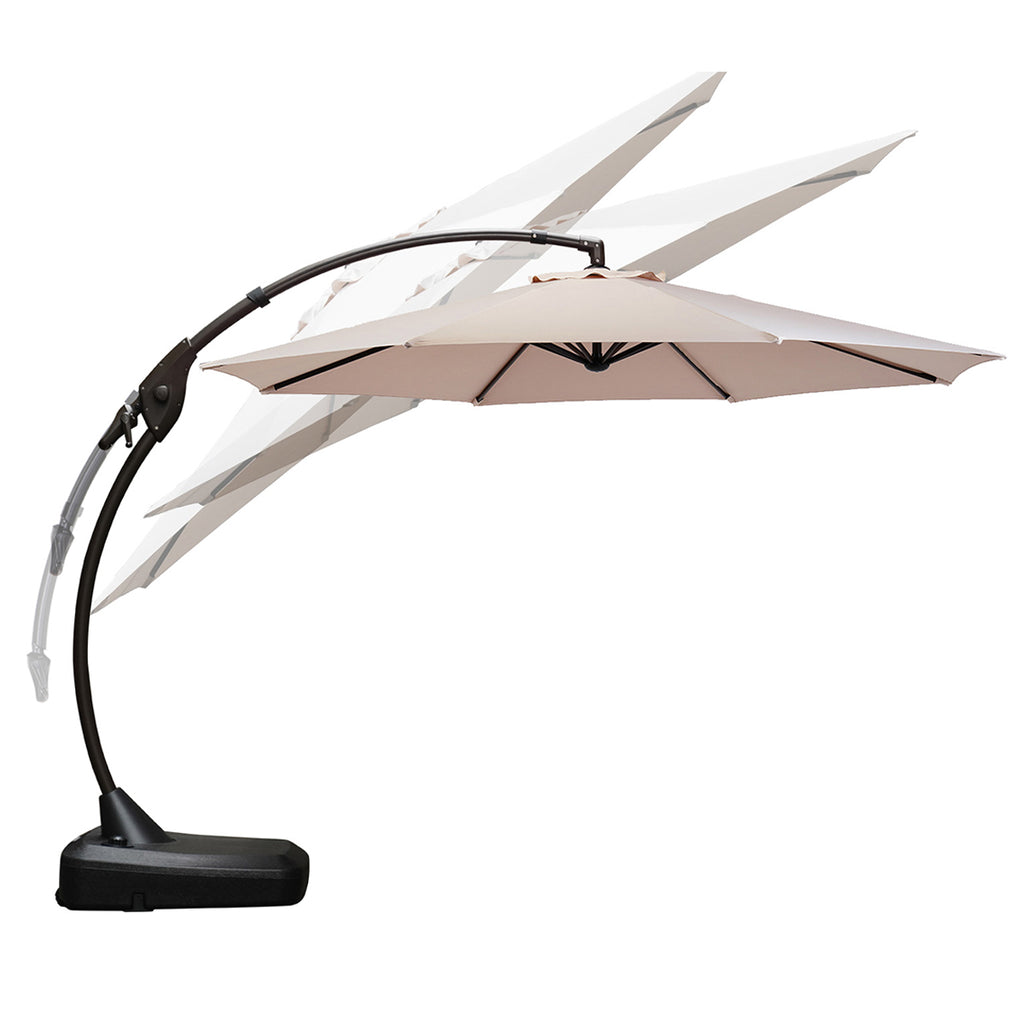 grand patio deluxe napoli 11 ft curvy aluminum offset umbrella 12 FT Cantilever Patio with Base, Round Lar – GRANDPATIO Color:Green/White, Dark Brown Pole AGV Pista GP RR gifts4mom26 coated aluminum for enhanced