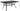Black outdoor dining table with dimensions labeled on a white background