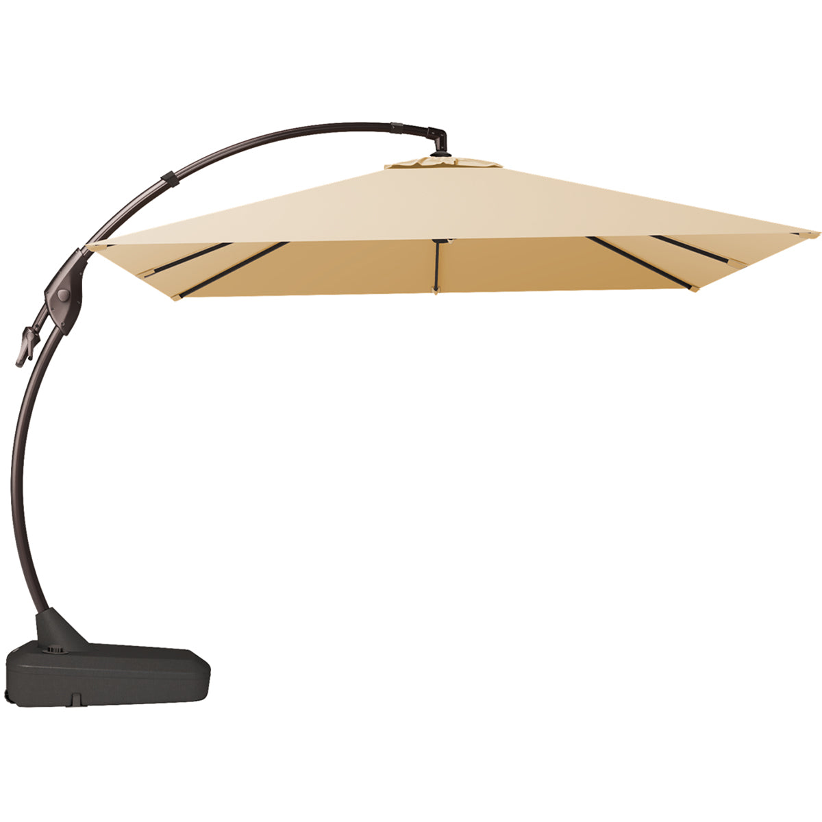 10 ft sunbrella patio umbrella GRAND Patio Sunbrella Cantilever Umbrella with Base, with Umbrella Cover, 10X10 ft Square Aluminum Patio Umbrella