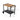 Dimensions of a bar cart with wooden top and black metal frame on a white background