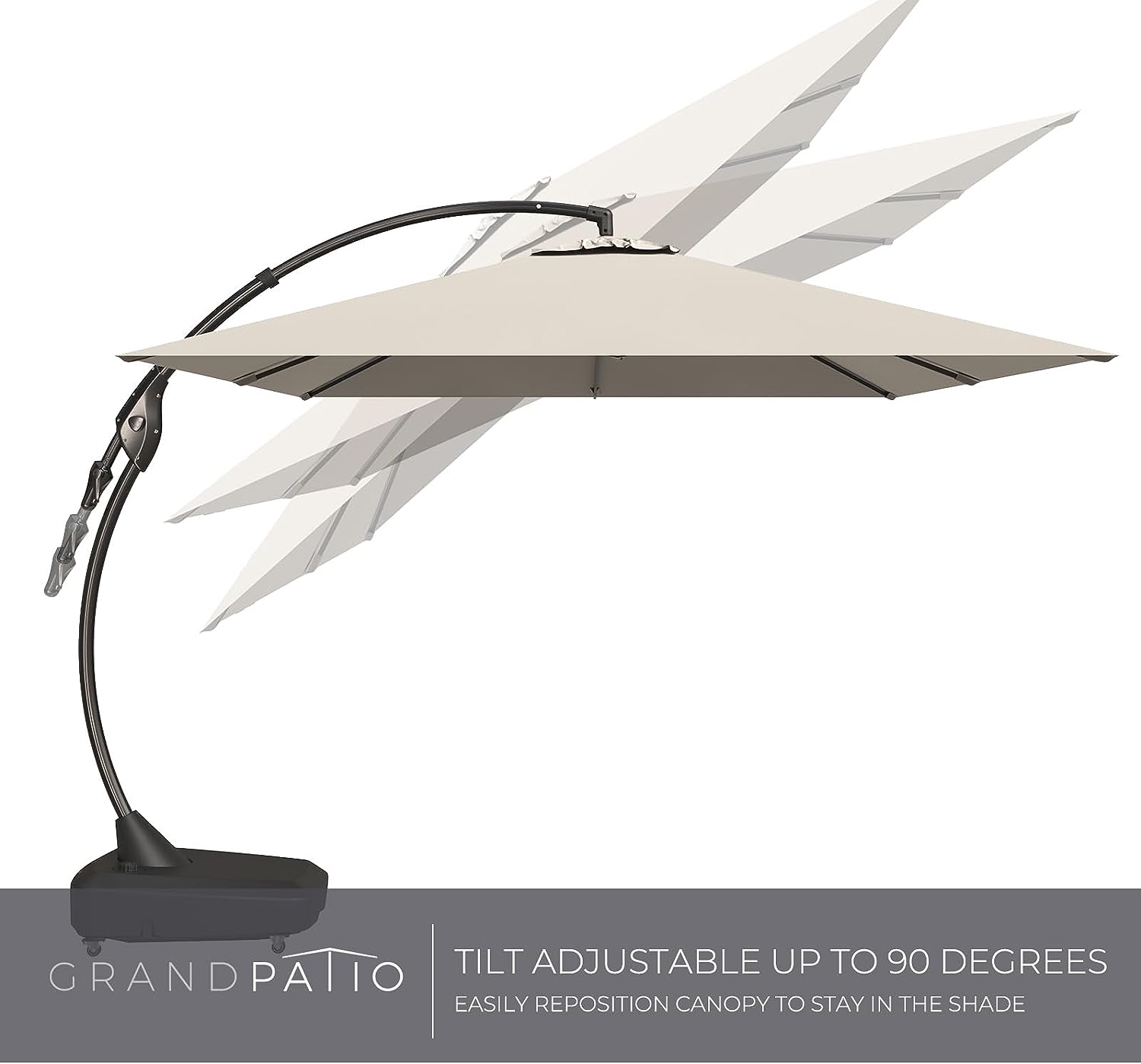 grand patio deluxe napoli 11 ft curvy aluminum offset umbrella 10x13 ft large PATIO umbrella with base