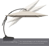 GRANDPATIO Large Rectangular Patio Umbrella with Base, with Umbrella Cover, Cantilever Umbrellas Easy Tilt.