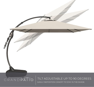 GRANDPATIO Large Rectangular Patio Umbrella with Base, with Umbrella Cover, Cantilever Umbrellas Easy Tilt.