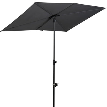 GRAND PATIO JENA 6x4 FT rectangular flat patio market umbrella in black with a sturdy pole and adjustable height.