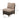 Wicker outdoor chair with beige cushion and dimensions on a white background