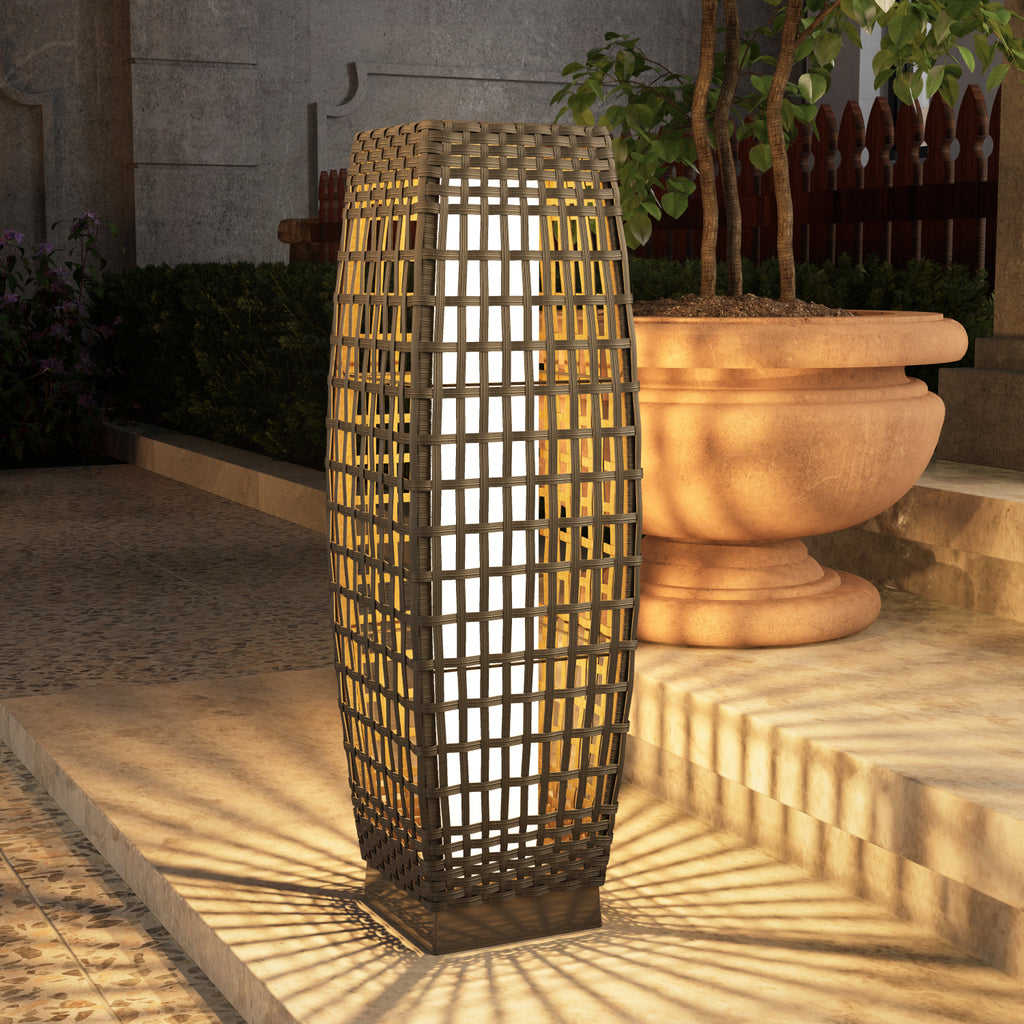 FUJI Solar Wicker Outdoor Floor Lamp – Waterproof - GRANDPATIO