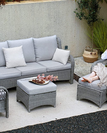 GRAND PATIO Outdoor 5-Piece Furniture High Back Open Weave All-Weather Wicker Steel Olefin Patio Set, Forsythe Gray