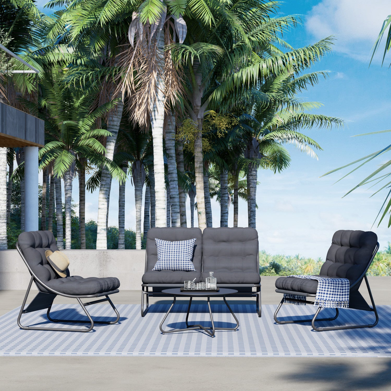 GRAND PATIO 4-Piece Conversation Set  with Removable Cushion.