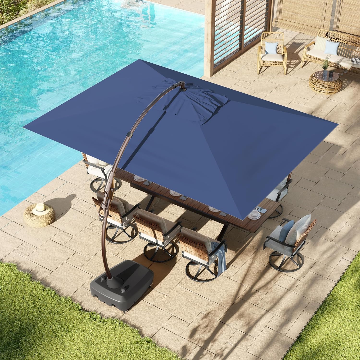 10x13 ft pool rectangle umbrella with base