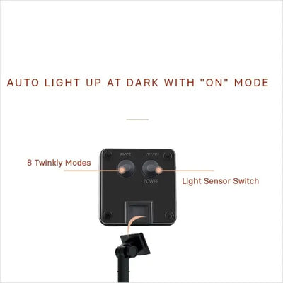 Control panel with light sensor switch and mode indicators on a white background