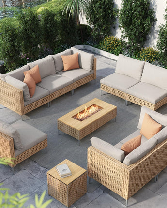 10 Pieces Sectional with Fire Pit