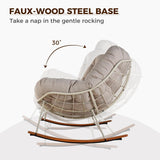 GRAND PATIO Double-seat Rocking Chair, Outdoor Oversized Rocking Papasan Chair with Padded Cushion.