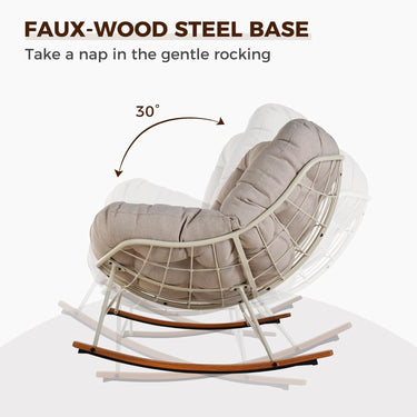 GRAND PATIO Double-seat Rocking Chair, Outdoor Oversized Rocking Papasan Chair with Padded Cushion.