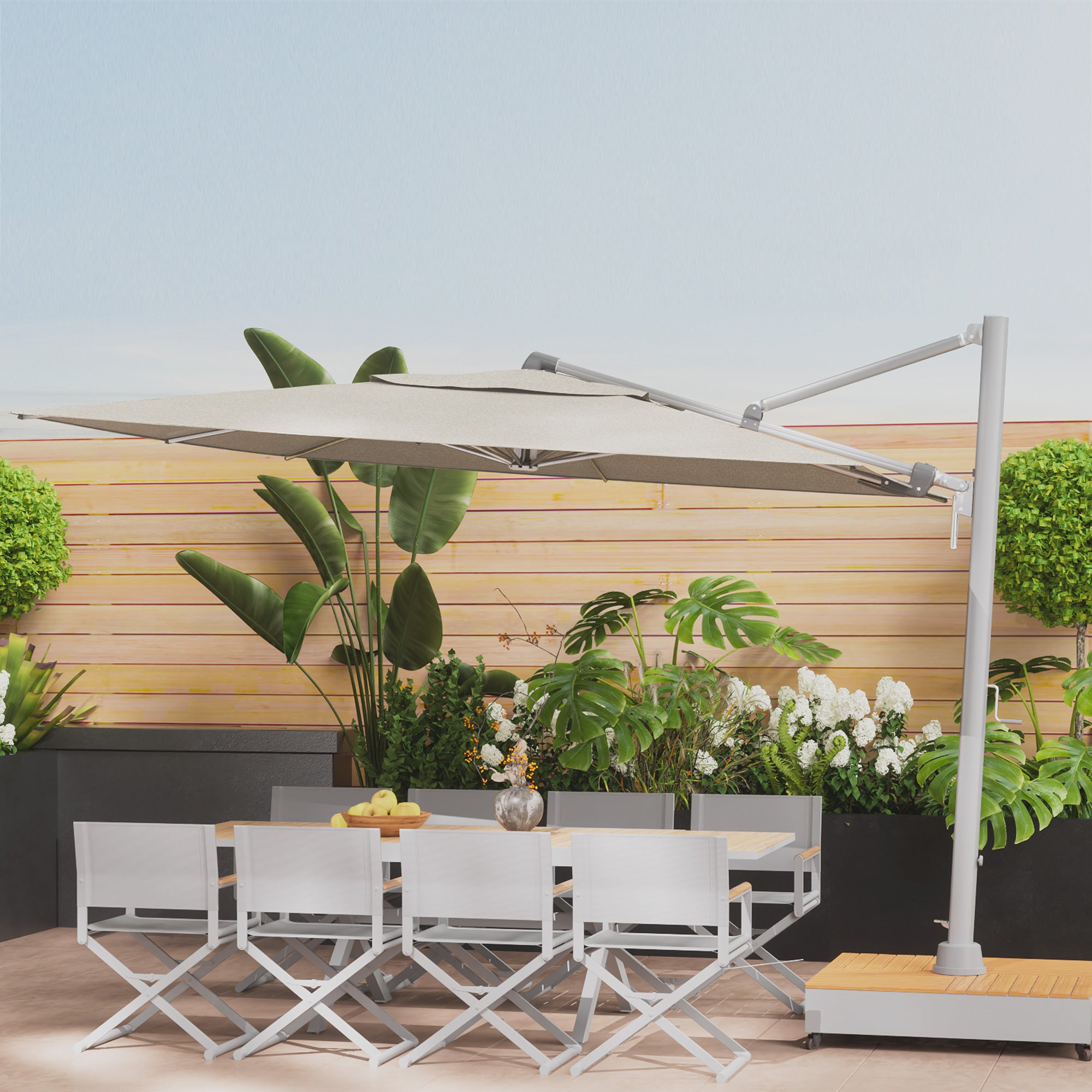 10x13 FT Cantilever Patio Umbrella with Base & Cover