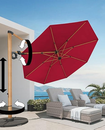 GRAND PATIO Offset Patio Umbrella,360-Degree Rotation (Weighted Base NOT INCLUDED)