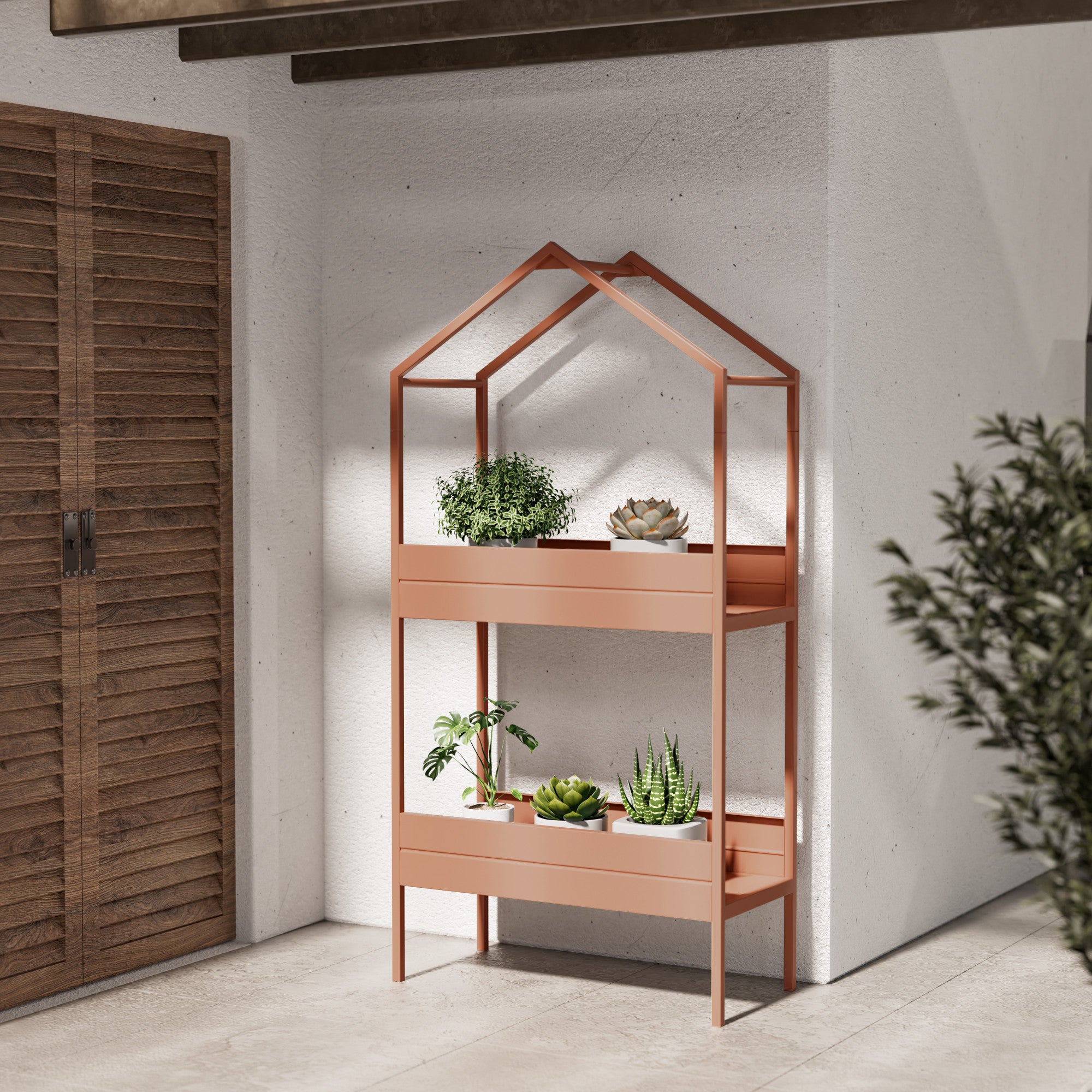 ferm living plant hanger Grandpatio Outdoor Steel Planter Stand With Large Storage